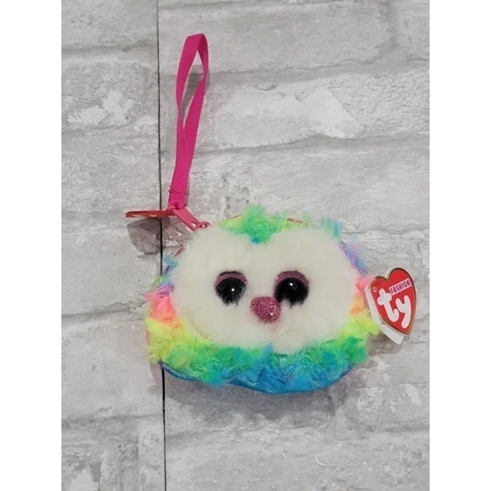 Ty Gear Beanie Boos Rainbow The Owl Owen Wristlet Coin Purse With Strap